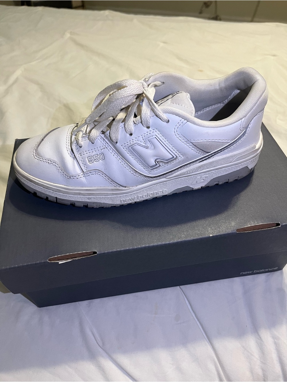 New Balance White Low-Top Sneaker with Black Insole